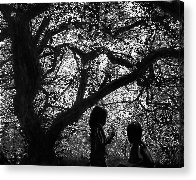 Children Acrylic Print featuring the drawing Child Silhouettes by Franklin Kielar