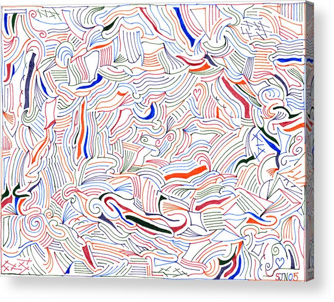 Mazes Acrylic Print featuring the drawing Displacement by Steven Natanson