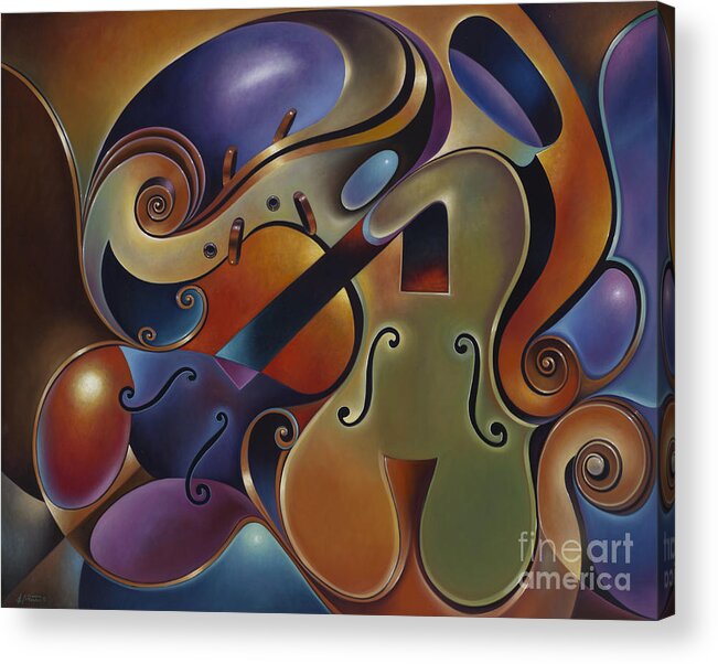 Violins Acrylic Print featuring the painting Dynamic Series IX Violins by Ricardo Chavez-Mendez