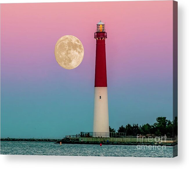 Barnegat Acrylic Print featuring the photograph Full Moon at Barnegat by Nick Zelinsky Jr