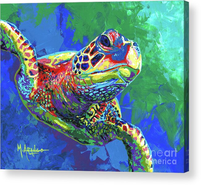 Sea Turtle Acrylic Print featuring the painting Giant Sea Turtle by Maria Arango