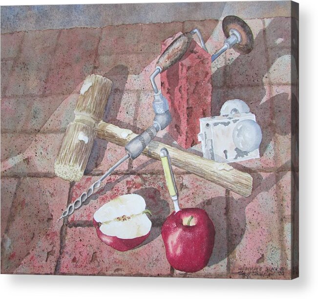 Men's Art Acrylic Print featuring the painting Handyman's Snack II by Tony Caviston