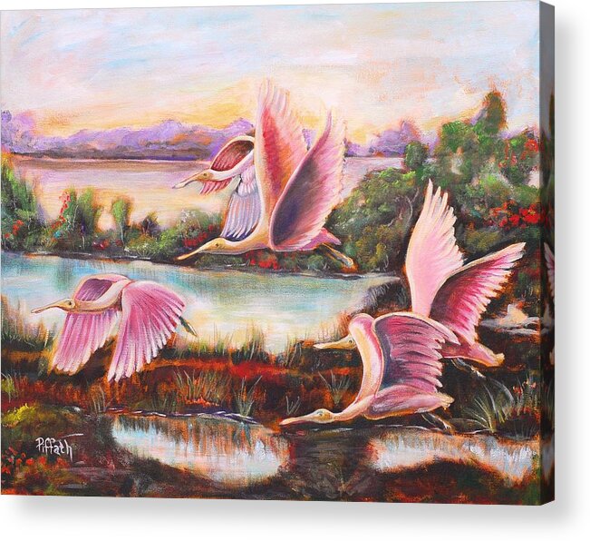 Ibis Acrylic Print featuring the painting Scarlet Ibis by Patricia Piffath