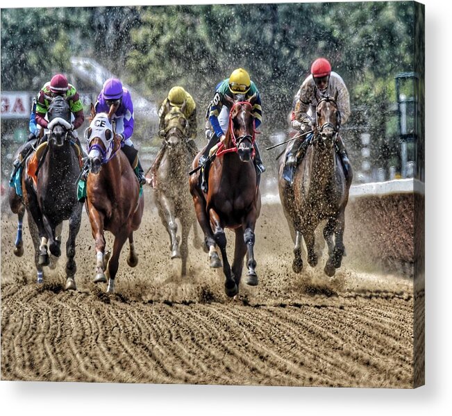 Race Horses Acrylic Print featuring the photograph Intensity by Jeffrey PERKINS