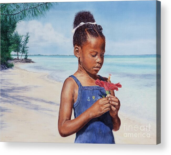 Roshanne Acrylic Print featuring the painting Island Flowers by Roshanne Minnis-Eyma