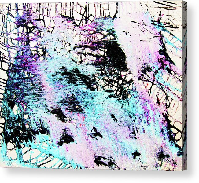 Abstract Acrylic Print featuring the painting Labyrinthine Web by Thea Recuerdo
