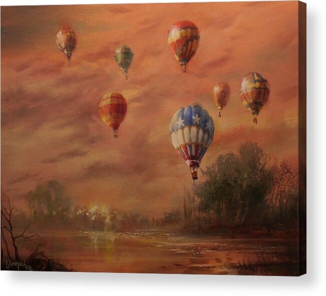 Flight Acrylic Print featuring the painting Magnificent Seven by Tom Shropshire