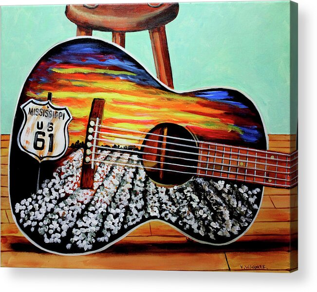 Guitars Acrylic Print featuring the painting Memories of Back Home by Karl Wagner