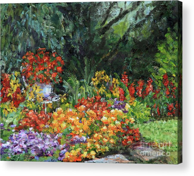 Oil Painting Acrylic Print featuring the painting My Garden by Elizabeth Roskam