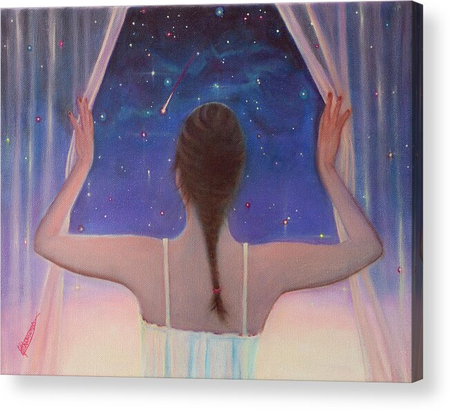 Woman Acrylic Print featuring the painting Stargazer by Jeanette Sthamann