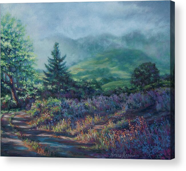 Rolling Clouds Acrylic Print featuring the pastel The Back Road In by Denise Horne-Kaplan