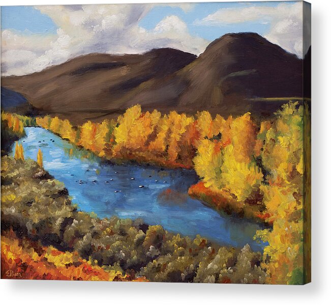 Truckee Acrylic Print featuring the painting Truckee River Canyon by Steve Ellison