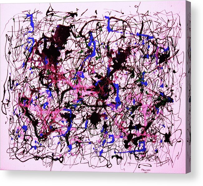 Abstraction Acrylic Print featuring the painting Visible String Theory by Thea Recuerdo