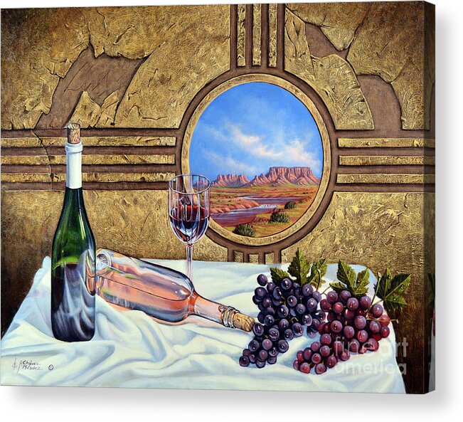 Wine Acrylic Print featuring the painting Zia Wine by Ricardo Chavez-Mendez