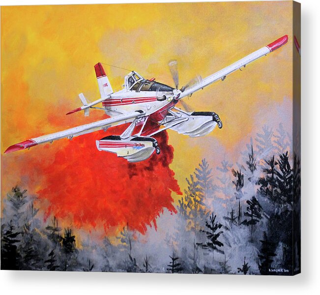 Air Tractor Acrylic Print featuring the painting Air Tractor 802 Fire Boss by Karl Wagner