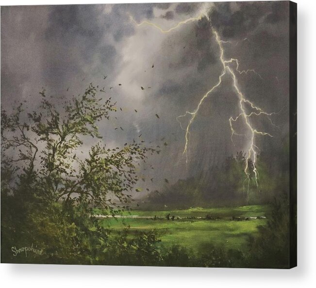 Storm Acrylic Print featuring the painting April Storm by Tom Shropshire