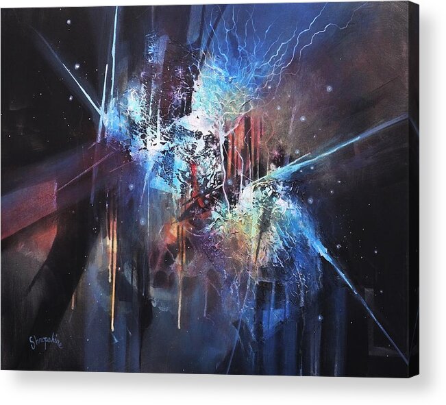 Blue Ice Acrylic Print featuring the painting Blue Ice by Tom Shropshire