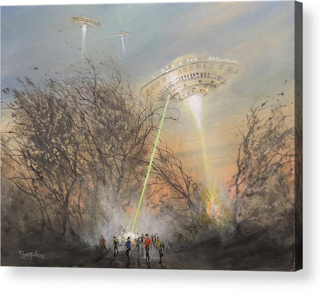Ufo's Acrylic Print featuring the painting UFO Alien Invasion by Tom Shropshire