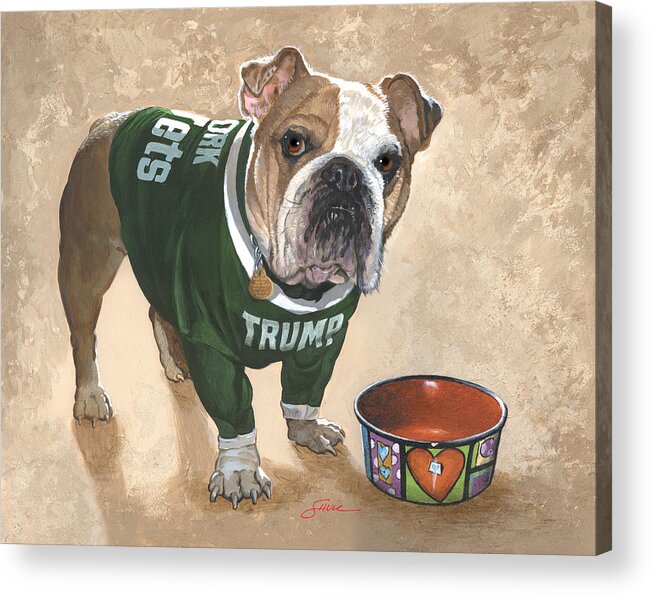 English Bulldog Acrylic Print featuring the painting Whats For Dinner by Harold Shull