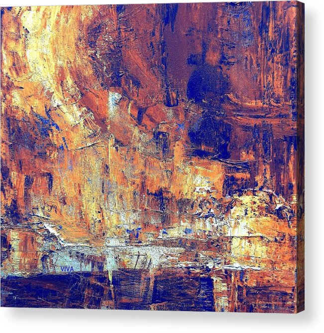 Viva Acrylic Print featuring the painting Flinders Ancient Cave by VIVA Anderson