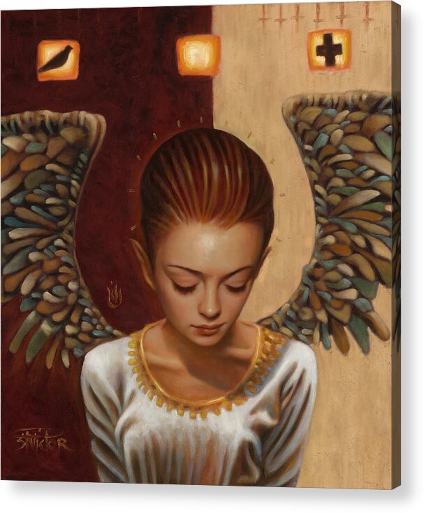 Angel Acrylic Print featuring the mixed media Coppertop by Vic Lee