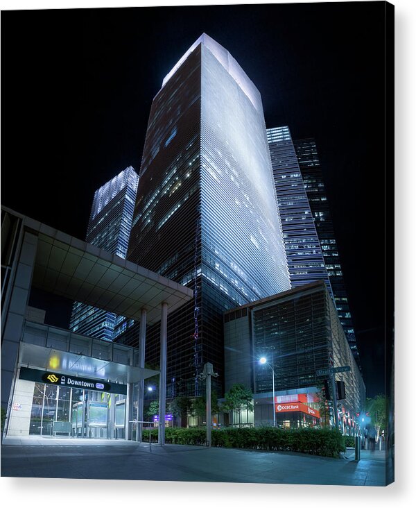 Night Acrylic Print featuring the photograph Marina Bay Financial Centre by Rick Deacon
