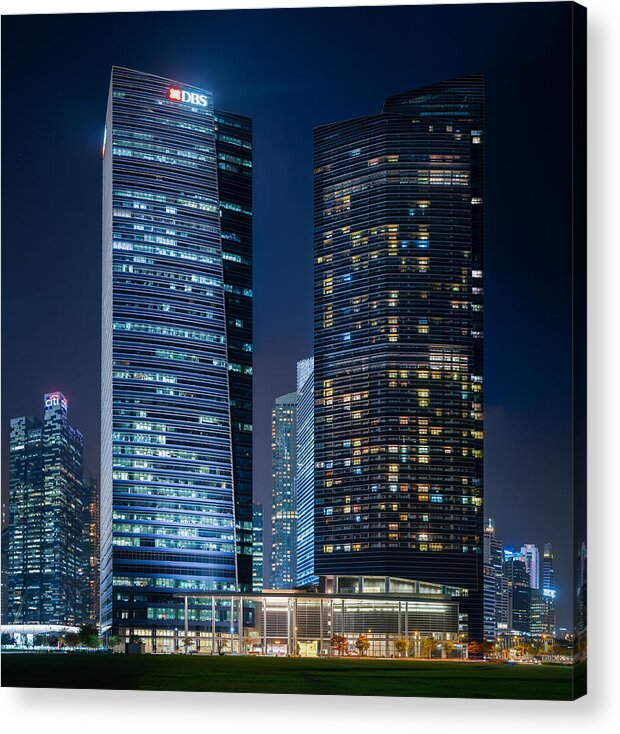 Architecture Acrylic Print featuring the photograph Marina Bay Financial Centre, Singapore by Rick Deacon