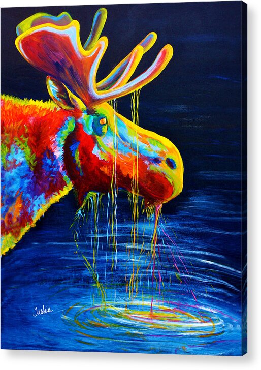 Moose Acrylic Print featuring the painting Moose Drool by Teshia Art