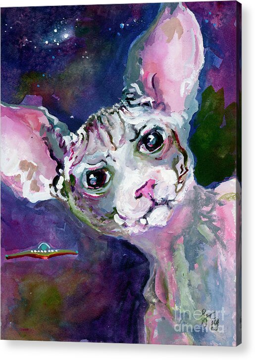 Cats Acrylic Print featuring the painting Cat Portrait My Name Is Luna by Ginette Callaway