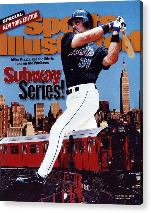 Magazine Cover Acrylic Print featuring the photograph New York Mets Mike Piazza, 2000 Subway Series Sports Illustrated Cover by Sports Illustrated