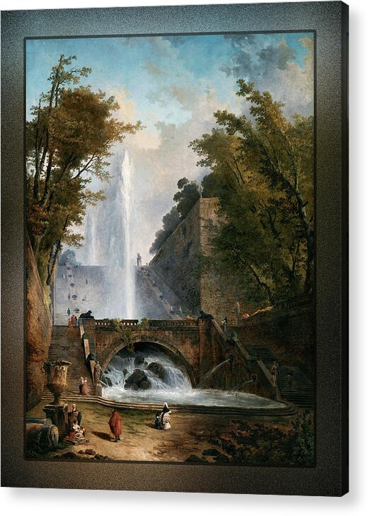 Stair And Fountain Acrylic Print featuring the painting Stair and Fountain in the Park of a Roman Villa by Rolando Burbon