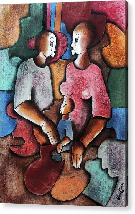 African Art Acrylic Print featuring the painting Circle of Love by Peter Sibeko 1940-2013