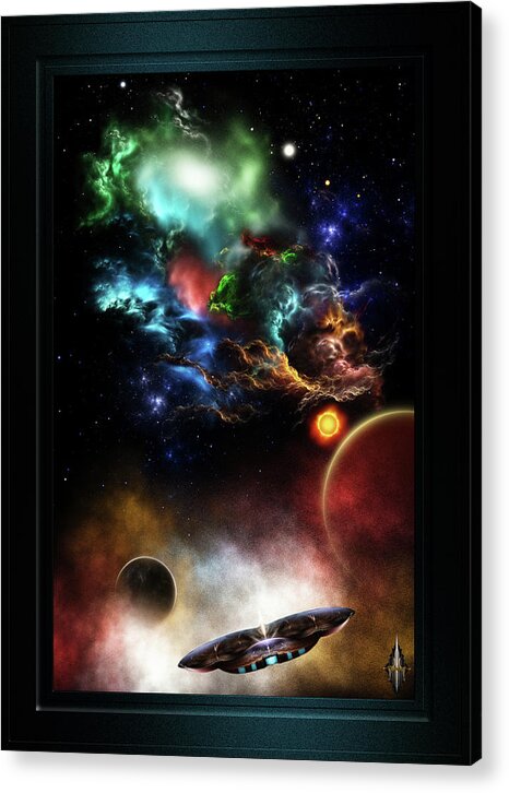 Space Acrylic Print featuring the digital art Beyond Space and Time Fractal Art II Fantasy Spacescape by Xzendor7