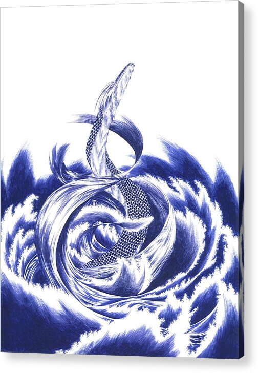 Dragon Acrylic Print featuring the drawing Strength by Alice Chen