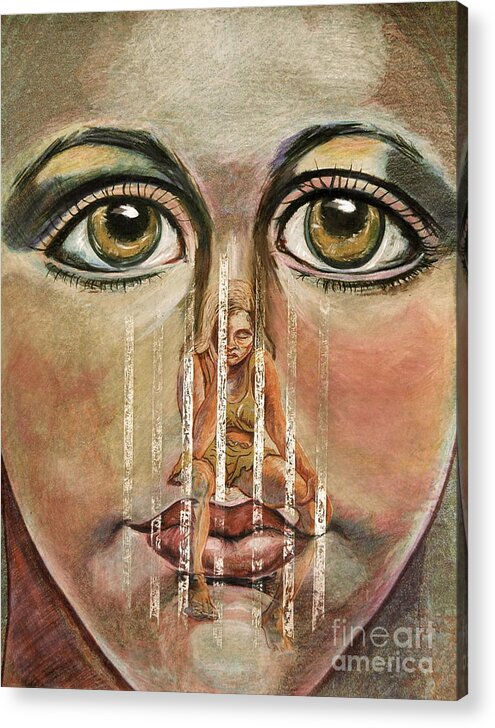 Girls Acrylic Print featuring the painting Teen Depression by Gail Allen