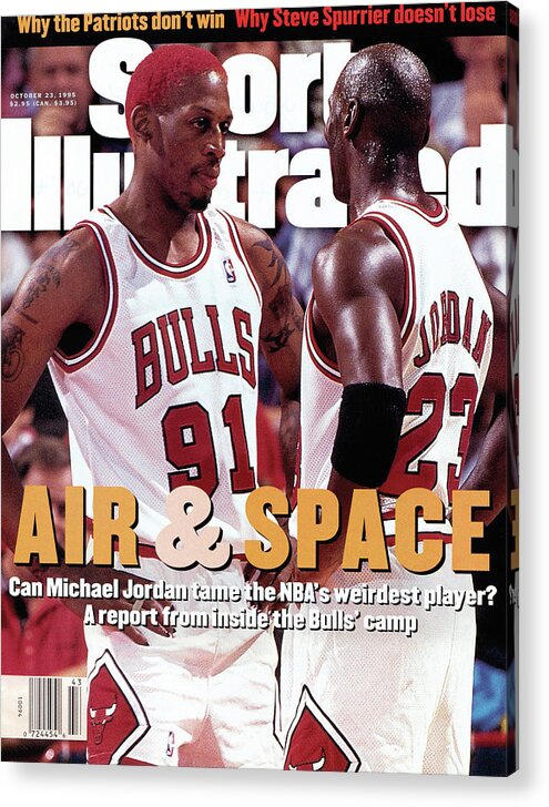 Chicago Bulls Acrylic Print featuring the photograph Chicago Bulls Dennis Rodman And Michael Jordan Sports Illustrated Cover by Sports Illustrated