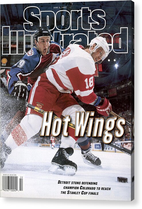 Playoffs Acrylic Print featuring the photograph Detroit Red Wings Kirk Maltby, 1997 Nhl Western Conference Sports Illustrated Cover by Sports Illustrated