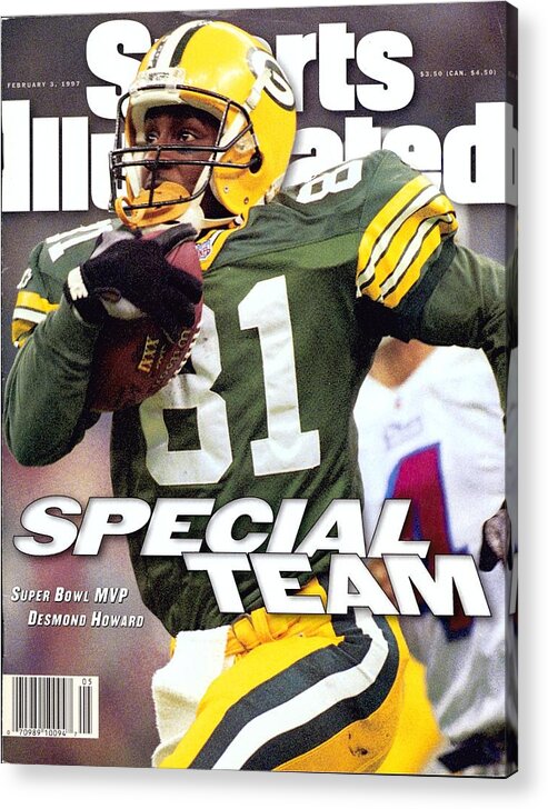 New England Patriots Acrylic Print featuring the photograph Green Bay Packers Desmond Howard, Super Bowl Xxxi Sports Illustrated Cover by Sports Illustrated