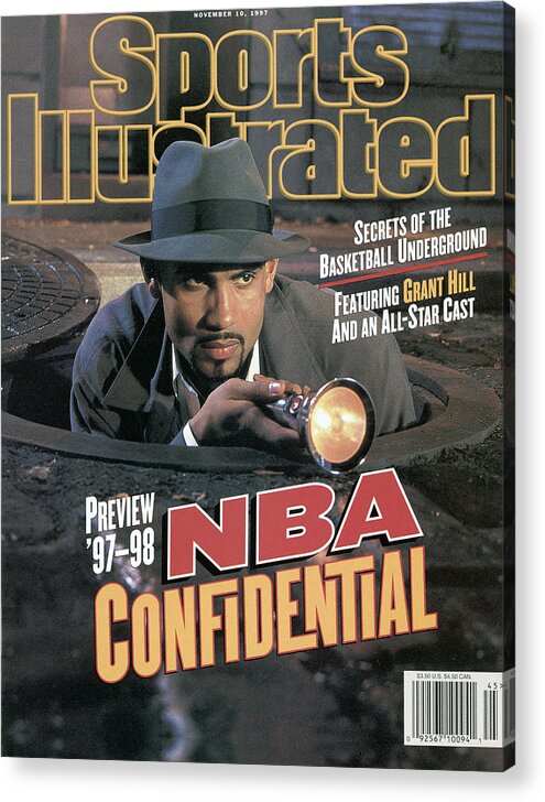 Magazine Cover Acrylic Print featuring the photograph Nba Confidential, 1997-98 Nba Basketball Preview Issue Sports Illustrated Cover by Sports Illustrated