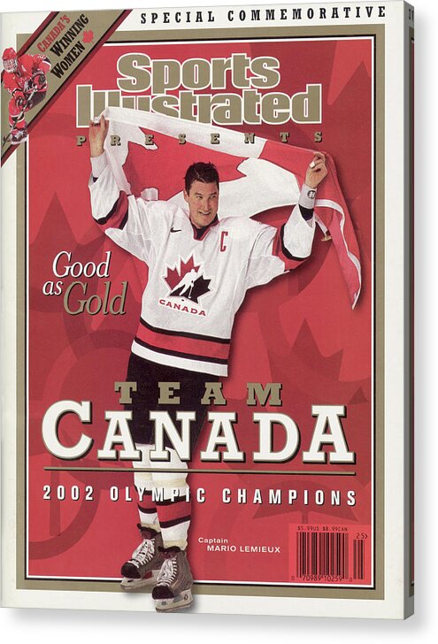 The Olympic Games Acrylic Print featuring the photograph Team Canada Mario Lemieux, 2002 Winter Olympic Champions Sports Illustrated Cover by Sports Illustrated