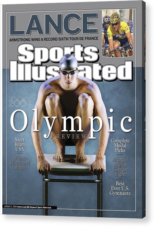 Magazine Cover Acrylic Print featuring the photograph Usa Michael Phelps, 2004 Athens Olympic Games Preview Sports Illustrated Cover by Sports Illustrated