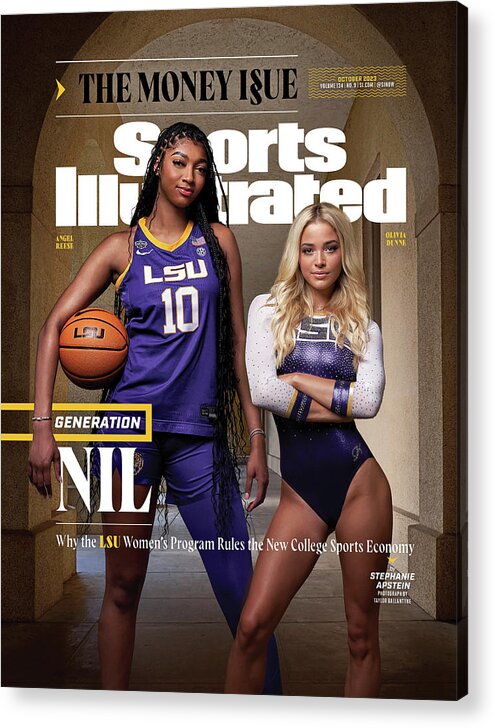 Generation Nil Acrylic Print featuring the photograph Generation NIL - LSU forward Angel Reese and Gymnast Olivia Dunne, October 2023 Sports Illustrated C by Sports Illustrated