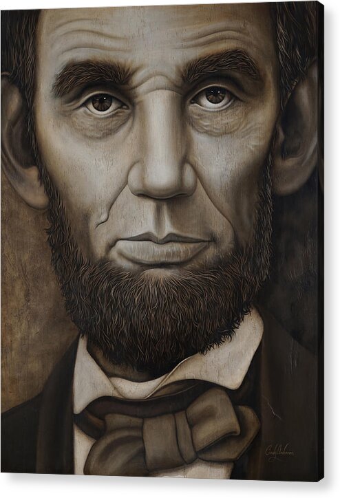 Abe Acrylic Print featuring the painting Abraham Lincoln on Wood by Cindy Anderson