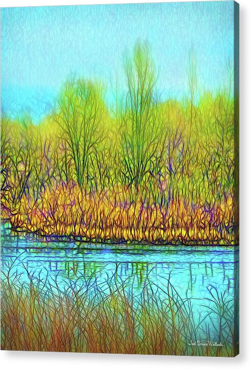 Joelbrucewallach Acrylic Print featuring the digital art Misty Lake Dream by Joel Bruce Wallach