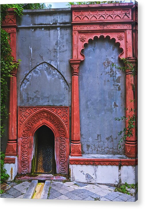 Building Acrylic Print featuring the photograph Ornate Red Wall by Portia Olaughlin