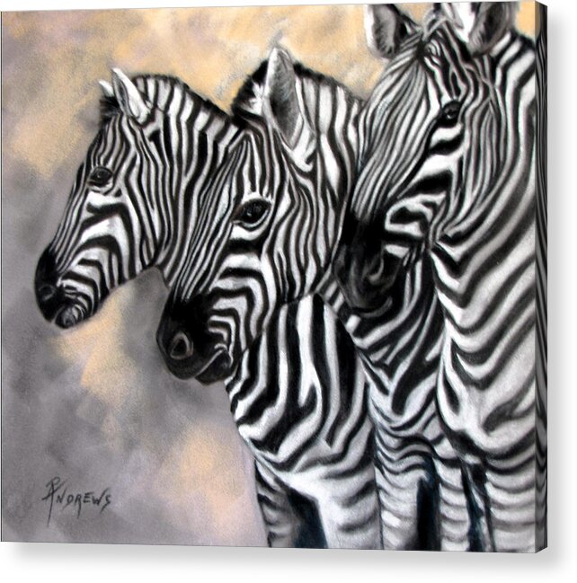 Zebras Acrylic Print featuring the painting Zebra Crossing by Rae Andrews
