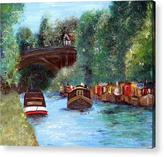 Water Acrylic Print featuring the painting A Cheshire Canal Remembered by Abbie Shores