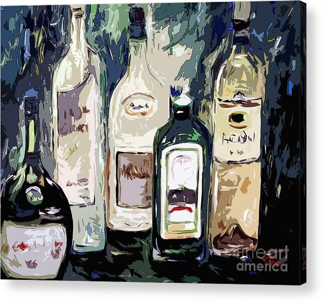 Abstract Acrylic Print featuring the painting Bottles by Ginette by Ginette Callaway