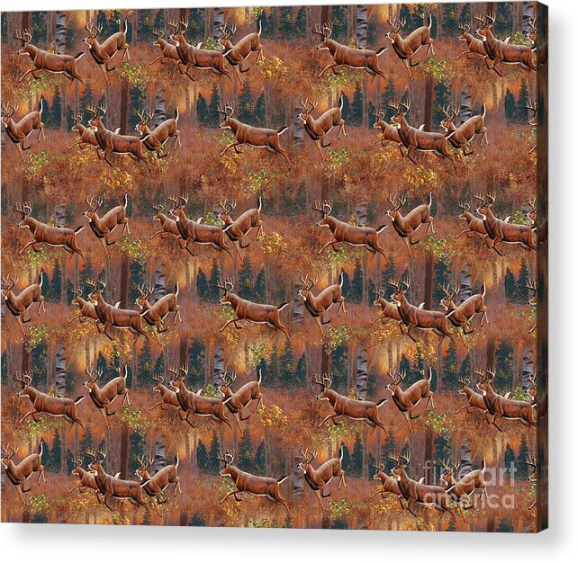 Cynthie Fisher Acrylic Print featuring the painting Deer Running douvet pillow design by JQ Licensing