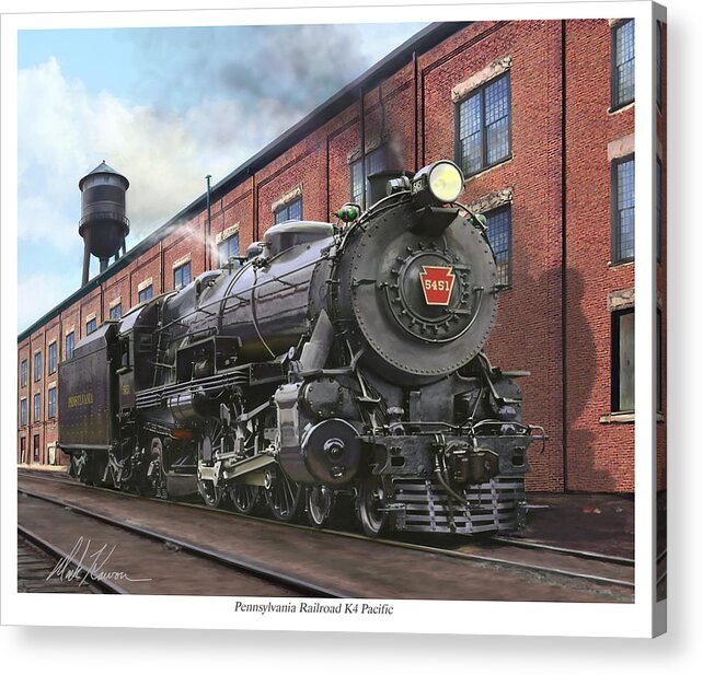 Trains Acrylic Print featuring the painting Pennsylvania Railroad K4 Pacific by Mark Karvon